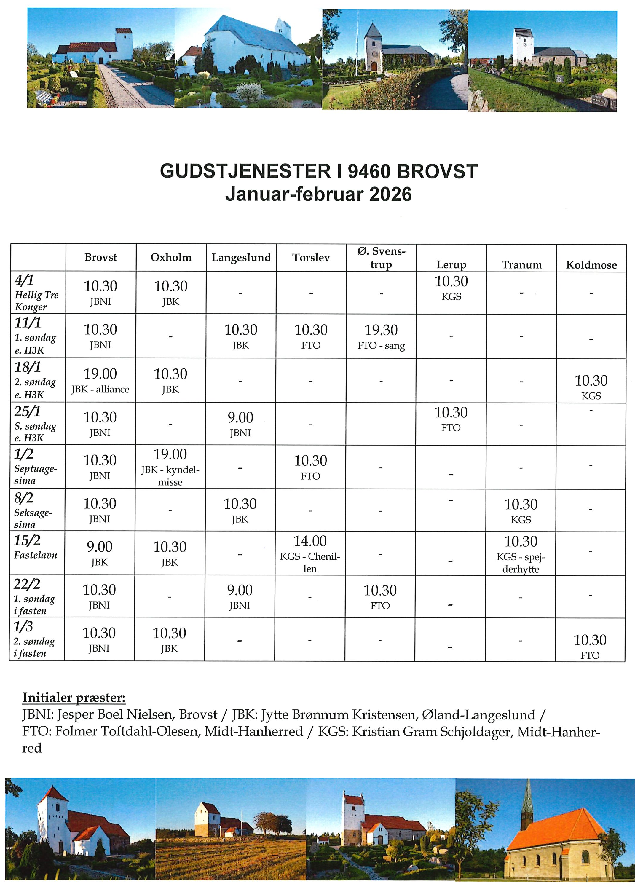 Gudstjenesteliste jan feb26